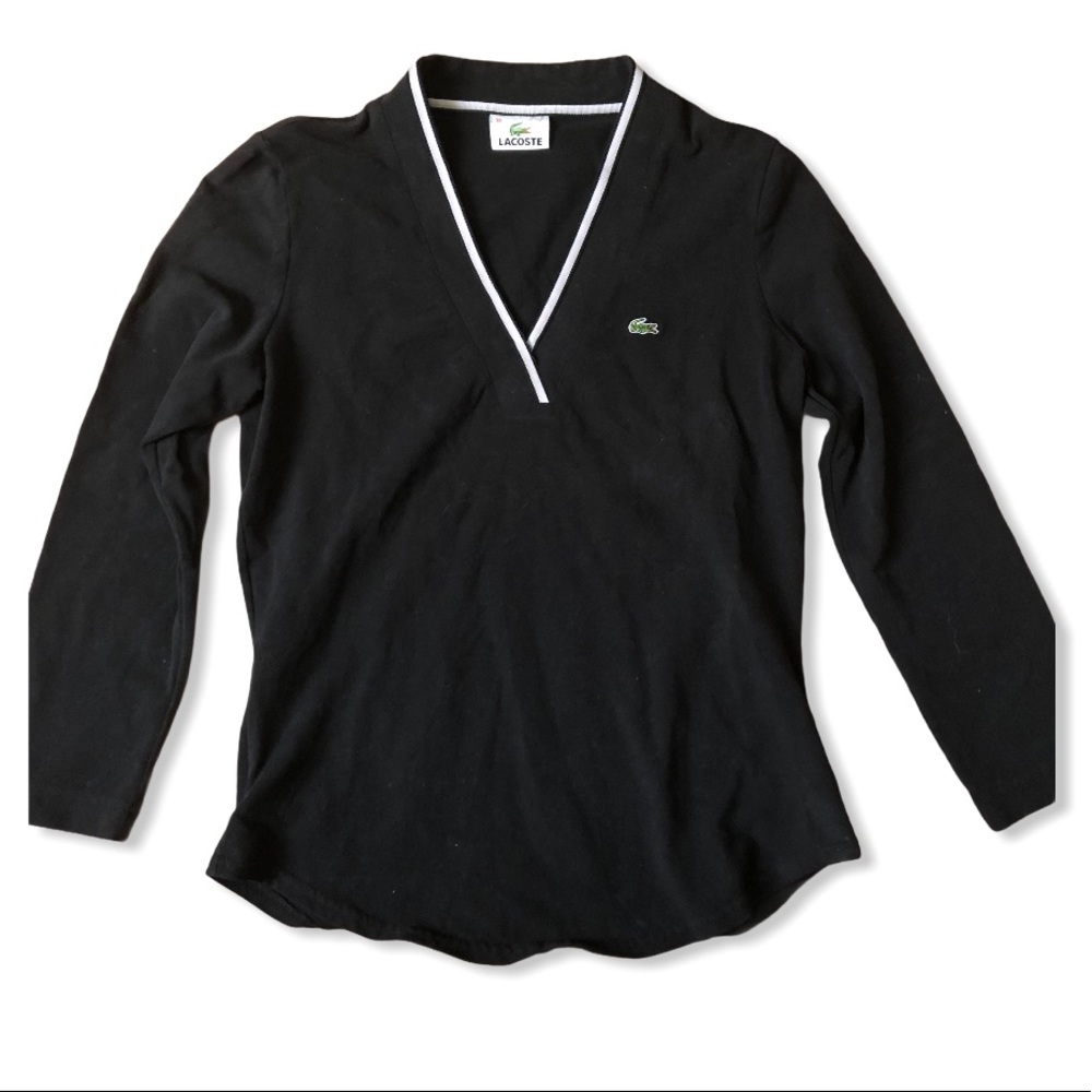 Lacoste 3/4 Sleeve Black Top